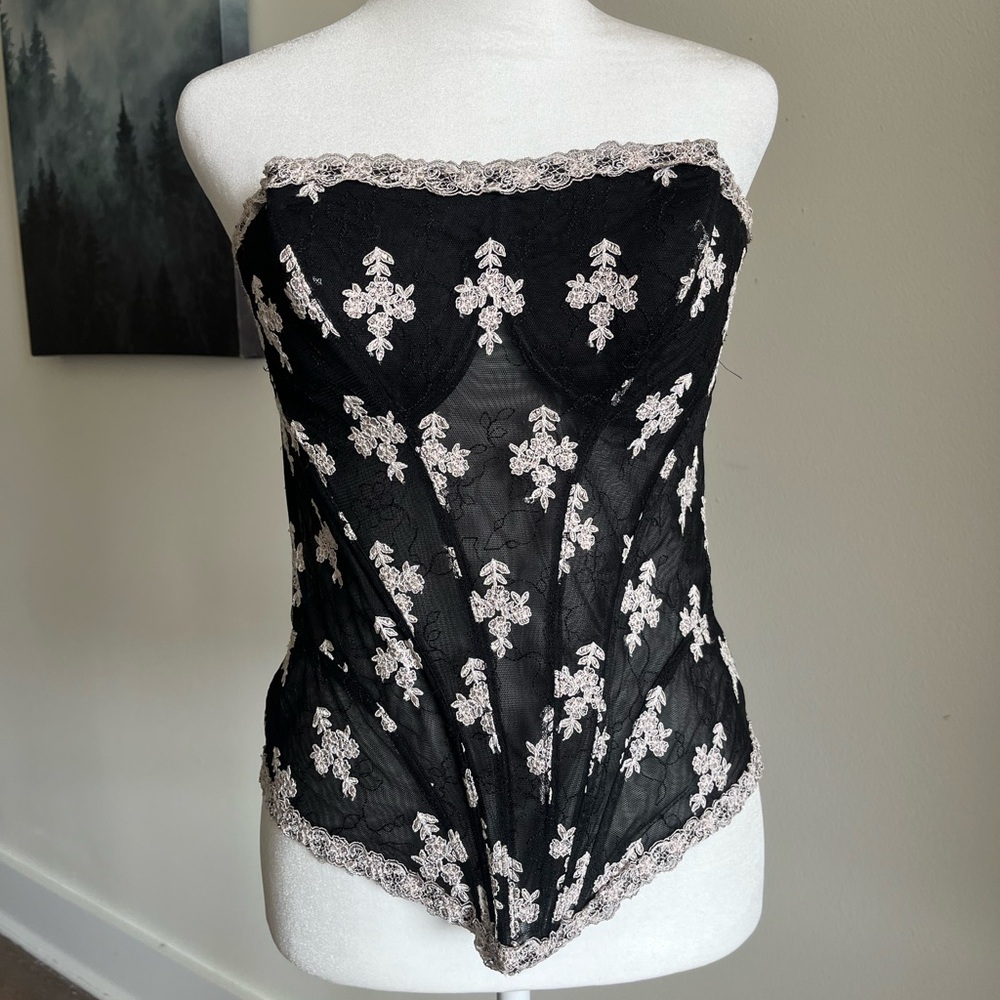 Felina Black and Cream Lace Corset